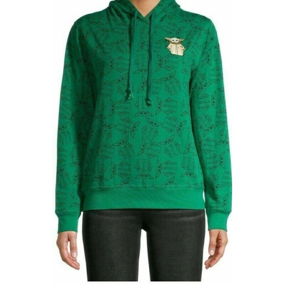 STAR WARS Juniors Baby Yoda Hoodie XL XXL NWT New Cute Pull Over Green - Picture 1 of 8